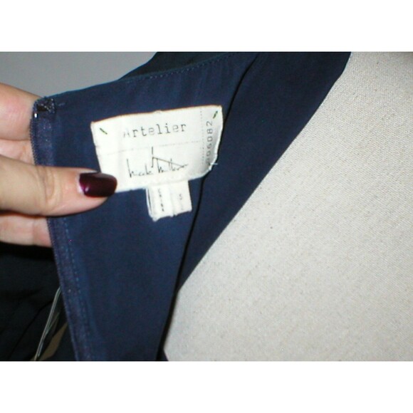 New Womens S NWT $310 Designer Dress Artelier Nicole Miller Navy Blue Viscose - Picture 11 of 11